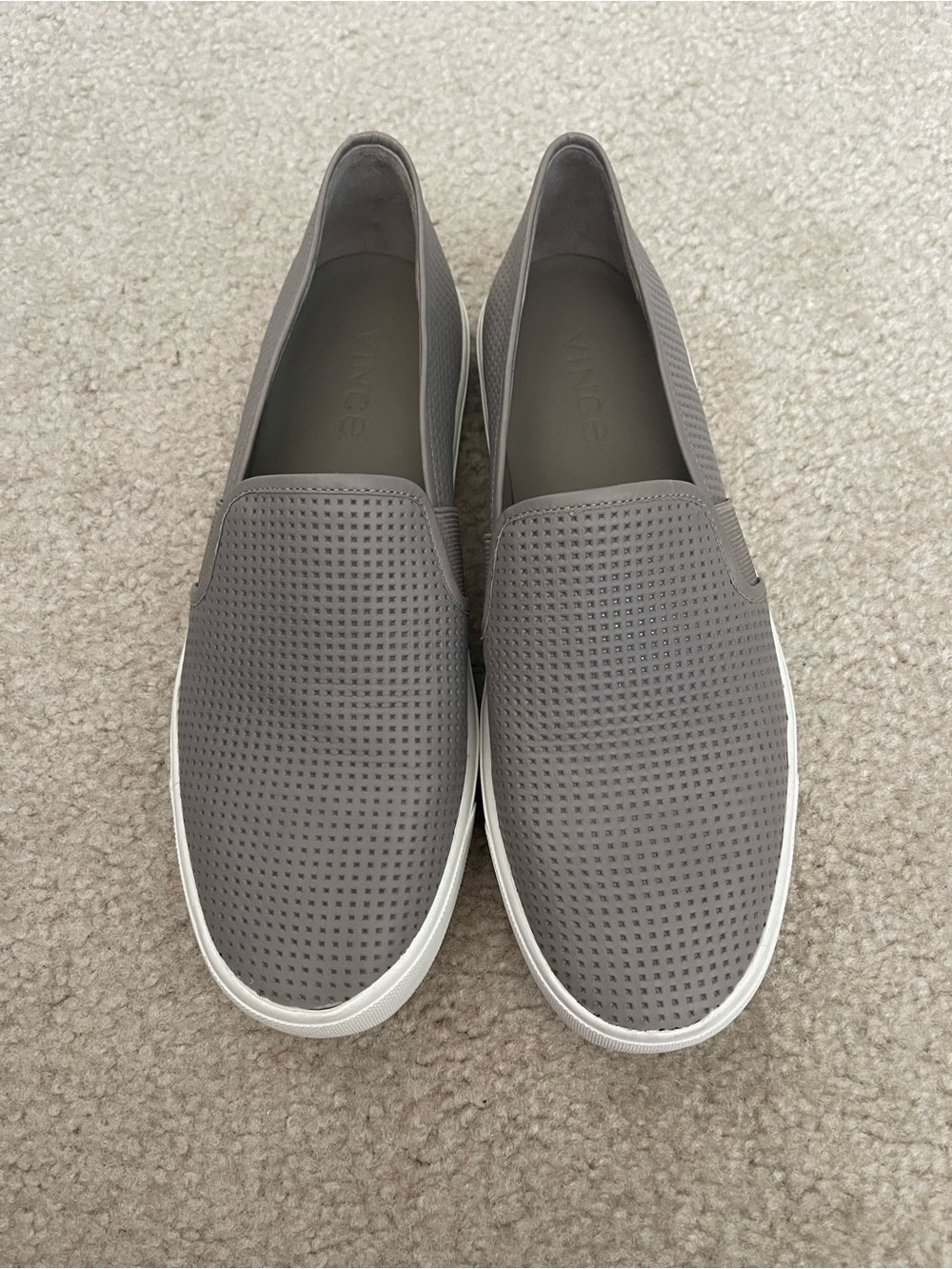 Vince Blair Stone Gray Perforated Leather Slip on Skate Sneakers Size 8